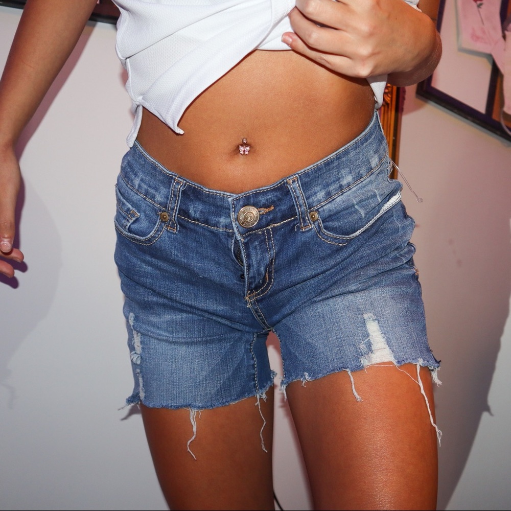 seven blue jean shorts